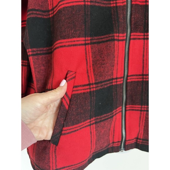 MAURICES Wool Blend Red Plaid Full Zip Jacket Size 0/14 Hunter Chore Barn EUC - Picture 2 of 6